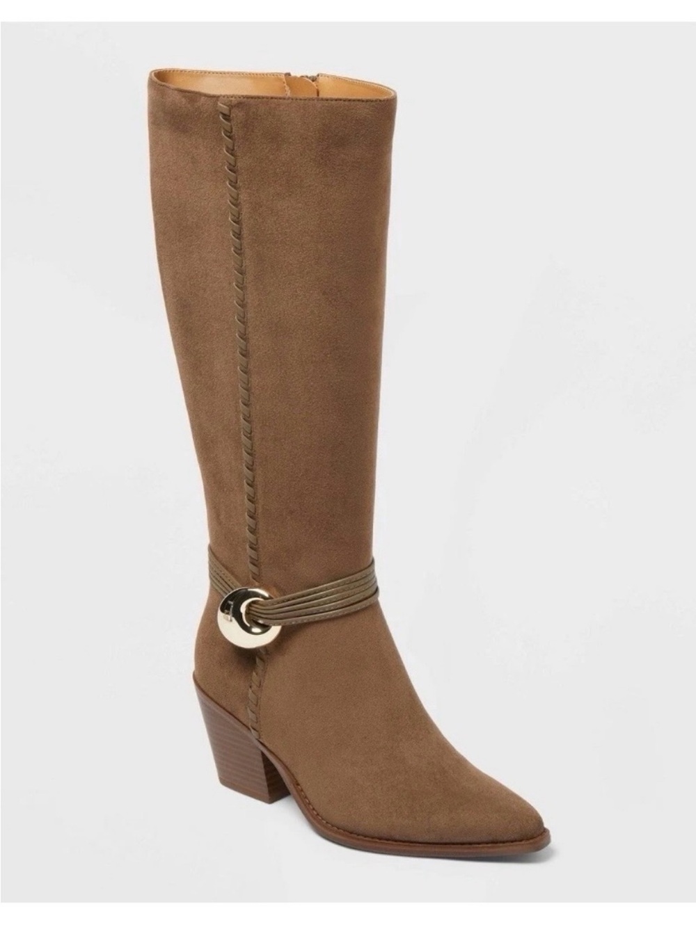 Universal Thread Brown Suede Knee-High Boot with Gold Ring Accent